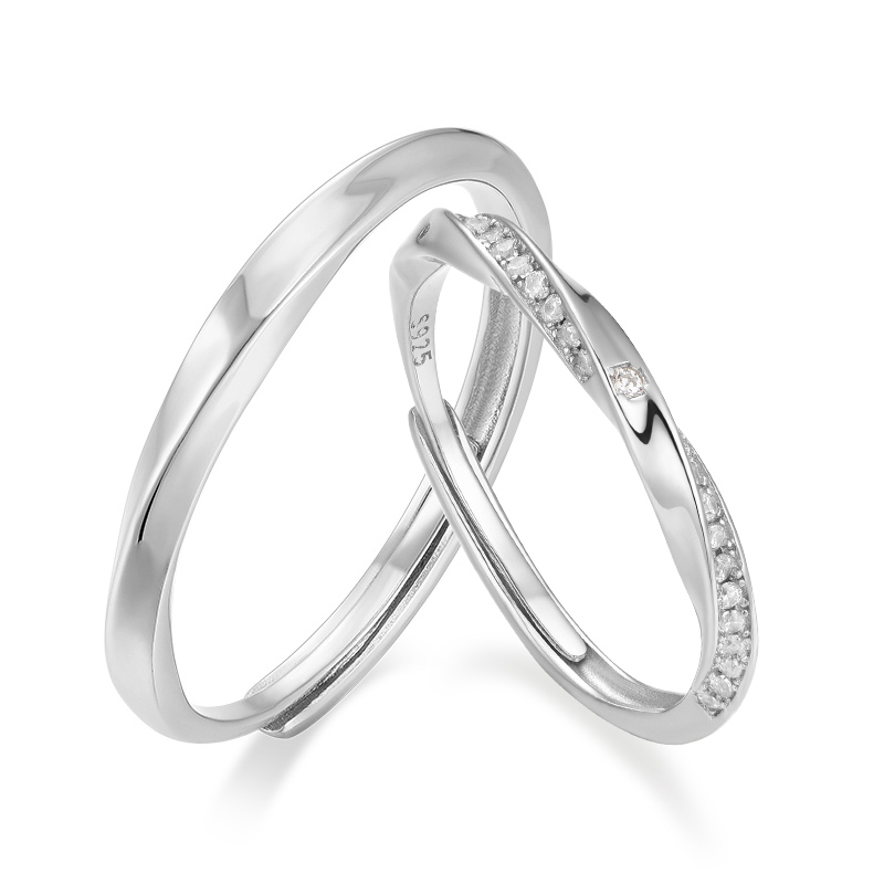 KADER卡蒂罗 莫比乌斯系列 爱意心旋情侣对戒 S925银足银999  戒指 男女同款情侣款 轻奢小众开口可调节浪漫百搭#简约大方 送礼 礼盒款