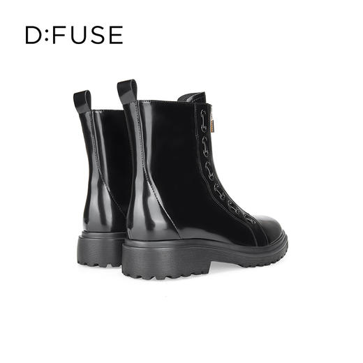Dfuse迪芙斯冬季新款牛皮圆头拉链马丁靴厚底短靴DF34116111 商品图7