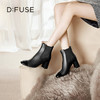 Dfuse迪芙斯冬季新款方头小香风切尔西靴粗跟短靴DF34116014 商品缩略图0