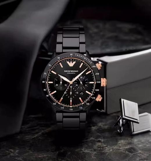 Armani阿玛尼手表黑武士陶瓷表带飞行员防水石英男士腕表AR70002 商品图4