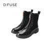 Dfuse迪芙斯冬季新款牛皮圆头拉链马丁靴厚底短靴DF34116111 商品缩略图6
