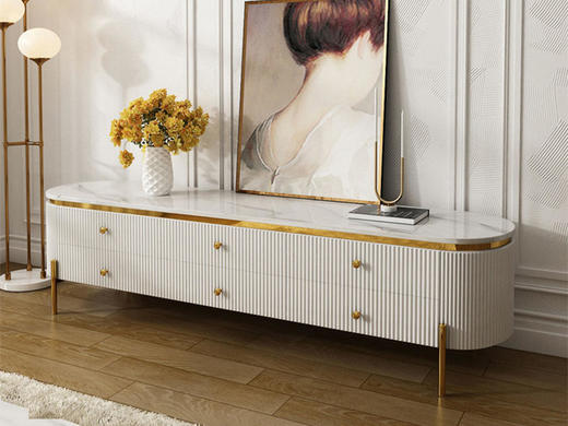 佐梵电视柜轻不锈钢+岩板+e1级度板+实木抽尼[免费送装，偏远地区除外] 商品图1