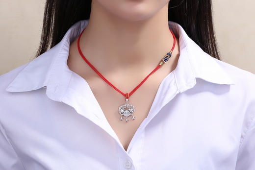 特色纯银亲子款橄榄枝平安锁 商品图1