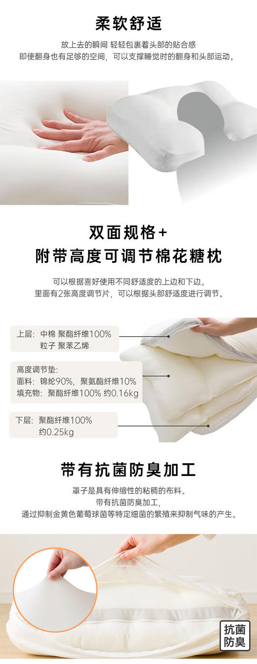 
高度可调节抗菌棉花糖枕 商品图4