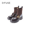 Dfuse迪芙斯冬新款牛皮减龄圆头厚底短靴弹力袜靴DF34116003 商品缩略图2