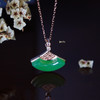 18K玫瑰金和田玉（碧玉）吊坠--霓裳/单面弧形玉衍6*15mm/苹果绿 商品缩略图2