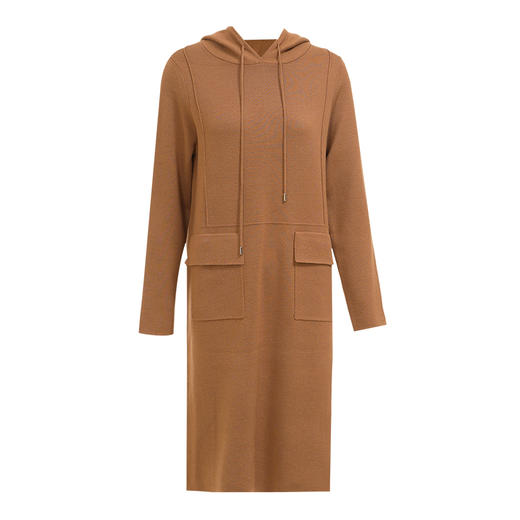 EITIE爱特爱冬季新款显瘦修身连帽连衣裙长裙7201908 商品图5