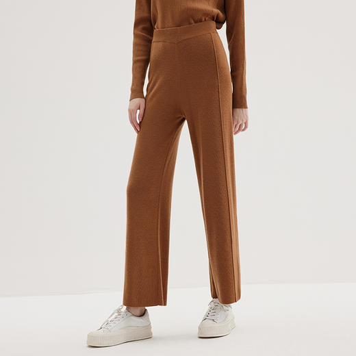 EITIE爱特爱冬季新款女装宽松休闲裤女简约气质针织阔腿裤7201910 商品图7