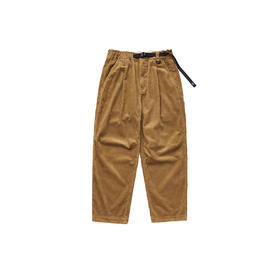 吃茶去chichaqu重磅粗坑灯芯绒卡扣锥形单褶长裤