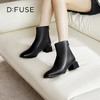 Dfuse迪芙斯冬季新款方头拉链粗跟拼接简约短靴女DF34116160 商品缩略图0
