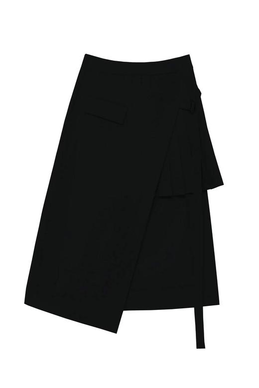 百褶不规则西装半裙 商品图0