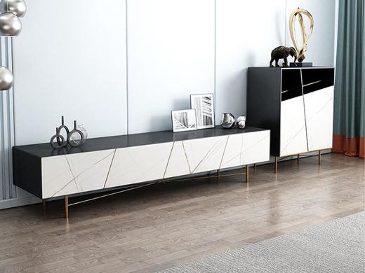 欧瑞驰简约轻者 电视柜板材+木纹皮+不锈钢镀金脚岩板[免费送装，偏远地区除外] 商品图3