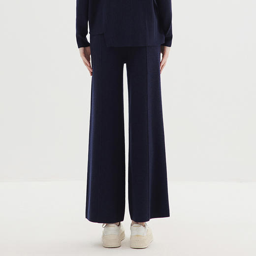 EITIE爱特爱冬季新款女装宽松休闲裤女简约气质针织阔腿裤7201910 商品图4