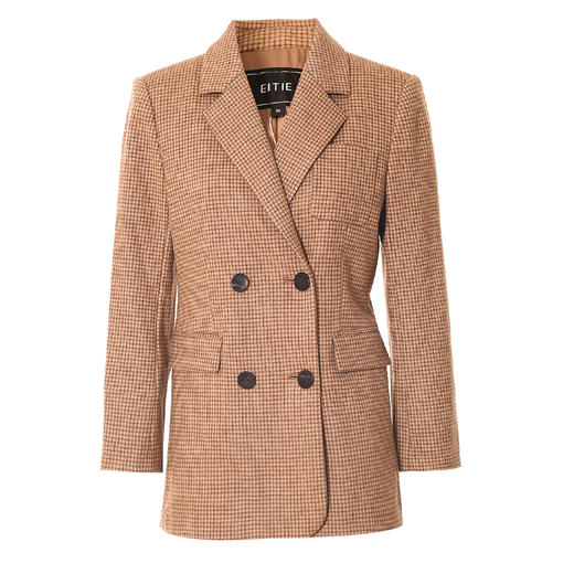 EITIE爱特爱冬季新款经典格纹翻领西装外套女7203904 商品图5