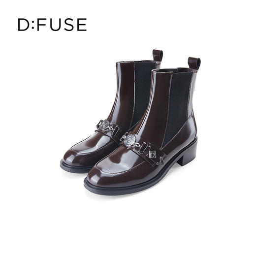 Dfuse迪芙斯冬季新款圆头短靴哥特风切尔西靴女DF34116009 商品图2