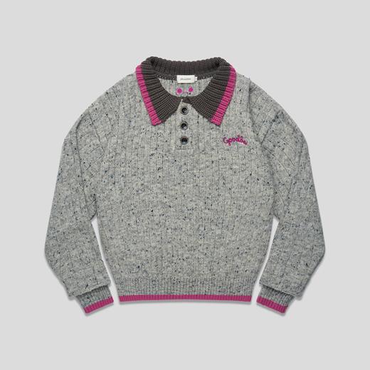 GOODBAI GOODEES刺绣logo撞色宽松polo领毛衣 商品图3