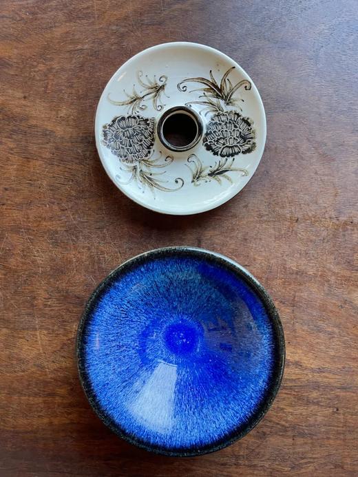 蓝曜变兔毫斑天目盏与黑白刻花盏托，顺丰包邮 商品图5