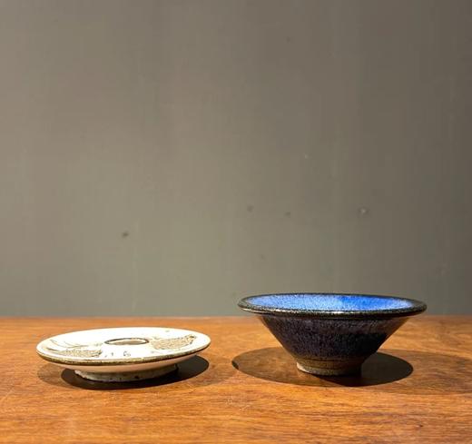 蓝曜变兔毫斑天目盏与黑白刻花盏托，顺丰包邮 商品图3