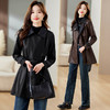 秋季新款，收腰显瘦PU皮衣外套女中长款设计感长袖翻领风衣夹克HR-CLYZ23191 商品缩略图2