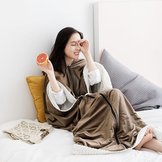 多用途懒人披肩保暖加厚毛毯空调毯小毯子单人办公室午睡披风睡袋 商品图5