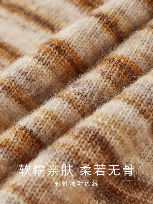 【年终特卖】熙世界老钱风穿搭复古条纹POLO领毛衣女慵懒风针织衫2025秋冬新款 商品图3