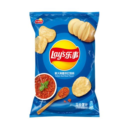 乐事（Lay's） 薯片原味70g多口味可选薯片网红膨化食品居家追剧零食年货节礼包 意大利香浓红烩味70g 商品图0