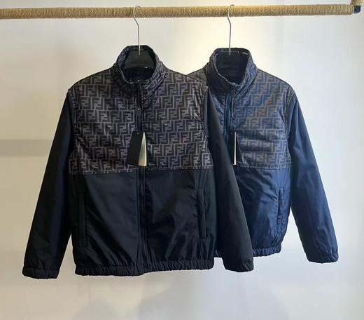 FD 男士 黑徽标印花梭织拼接 休闲棉夹克外套 Z-11088 商品图0