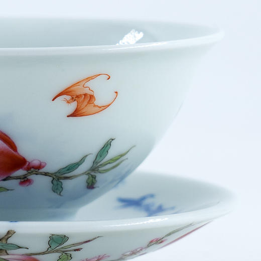 青花粉彩九桃斗笠杯套组 商品图1