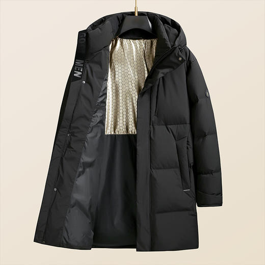 【防钻绒】【新款DTH】大依优型大码羽绒服白鸭绒连帽中长款保暖加厚加肥加大上衣男士外套胖子 商品图2