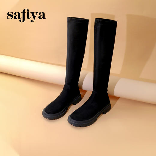 Safiya/索菲娅 2023秋冬网红新款高筒圆头松糕厚底瘦瘦长靴 SF34117031 商品图5