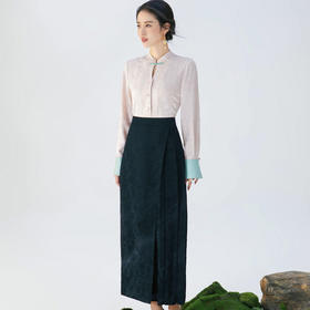 IWY/秋季高端时尚粉色衬衫女长袖职业套裙气质优雅名媛休闲套装工作服FYB251粉+FYS237黑