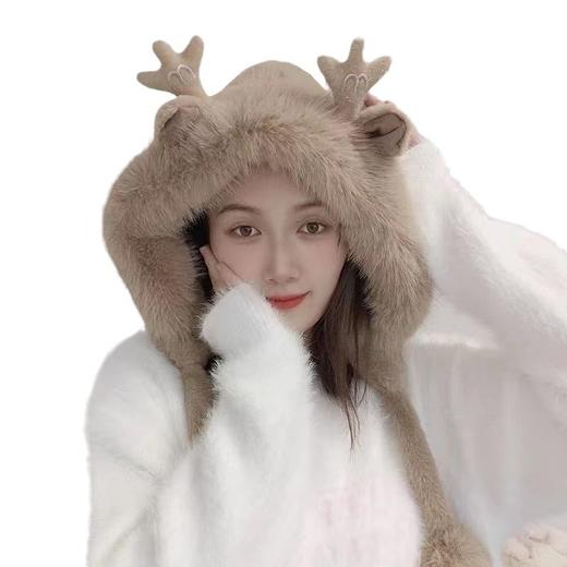 【韩版风格设计，轻松搭配各种服饰！】新款甜美可爱耳朵毛绒针织雷锋帽女冬季韩版保暖防寒加绒护耳帽子lm 商品图4