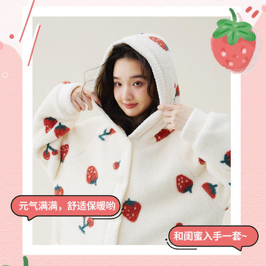 秋冬季爆款【连帽印花长款套装】珊瑚绒加厚睡衣套装  家居服套装可外穿 卡通睡袍  商品图2