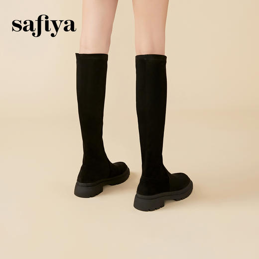 Safiya/索菲娅 2023秋冬网红新款高筒圆头松糕厚底瘦瘦长靴 SF34117031 商品图3