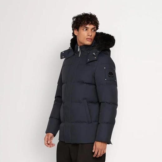 MOOSE KNUCKLES 男士金属驼鹿指节徽标连帽羽绒服 深蓝色 M32MJ178S 546 商品图1