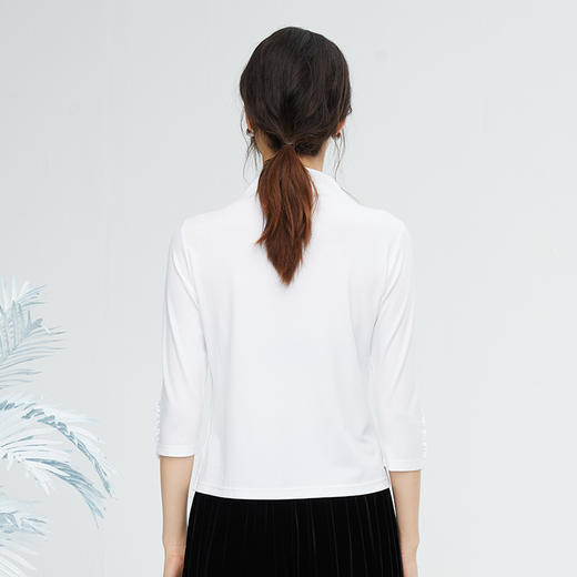 VIVIAN LIU薇薇安刘R2347316秋女装新款七分袖木耳边袖口打底衫 商品图1
