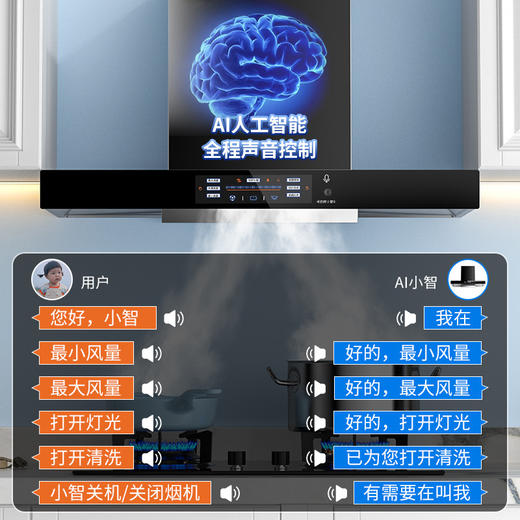 【家用电器】-顶吸式抽油烟机家用厨房大吸力自动清洗 商品图0