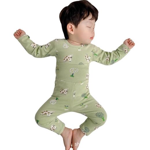 【暖暖的全棉材质，高腰设计呵护小肚子！】宝宝秋衣秋裤新款套装全棉高腰护肚加厚婴儿保暖内衣无骨卡通睡衣 商品图4