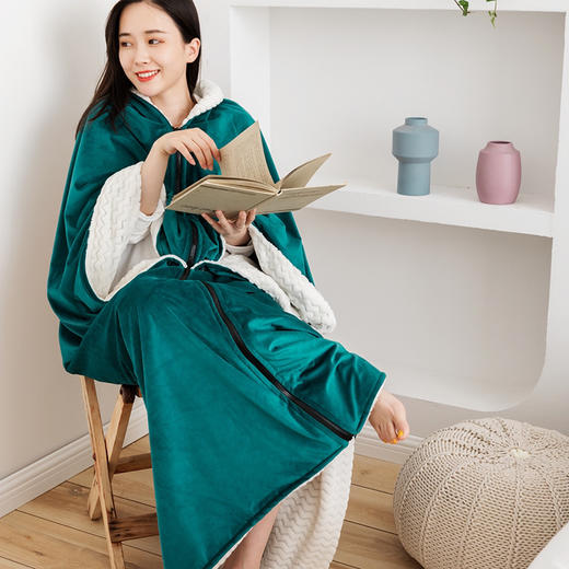 多用途懒人披肩保暖加厚毛毯空调毯小毯子单人办公室午睡披风睡袋 商品图7