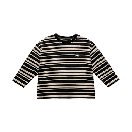 【灰黑条纹，百搭界的万金油！】儿童T恤2023童酷秋款韩版时尚宝宝假两件上衣洋气条纹男童长袖潮 商品图4