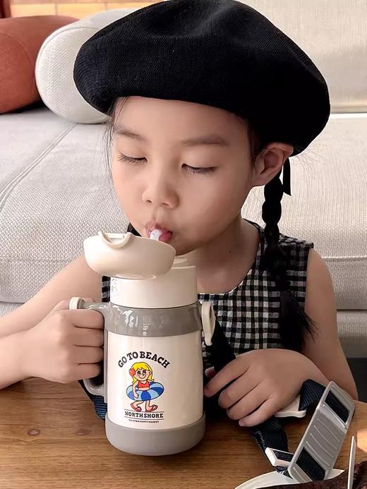 haleiwa儿童保温杯宝宝吸管水杯幼儿园便携杯子 商品图2
