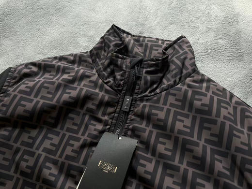 FD 男士 黑徽标印花梭织拼接 休闲棉夹克外套 Z-11088 商品图2