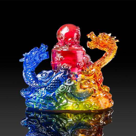 宋韶光吉祥天地 2024龙年吉祥物生肖属鸡 双龙增辉情侣琉璃摆件 商品图0