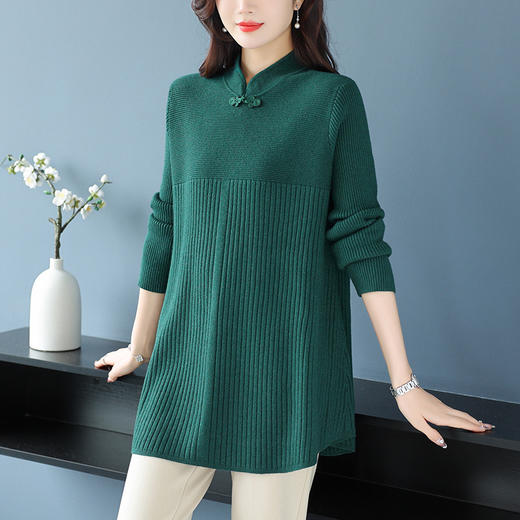 妈妈中长款半高领连衣裙，国风中年女装秋冬新款立领显瘦内搭毛衣裙CC-10-3321 商品图2