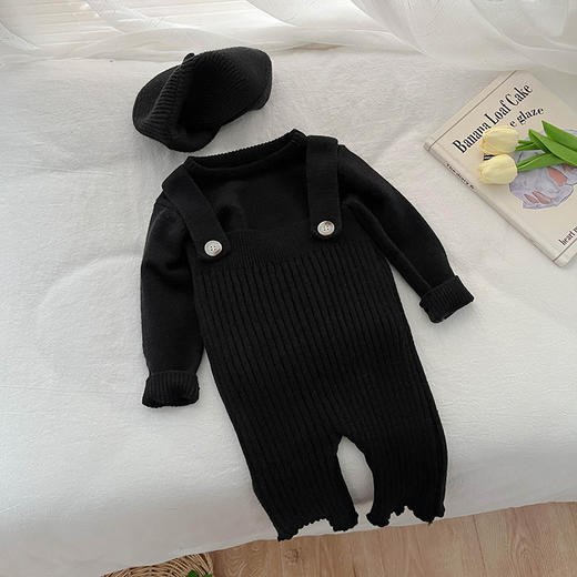 【时尚百搭，心仪之选！】罗熙春装韩版百搭纯色针织裤女童休闲坑条背带裤套装宝宝洋气裤子lm 商品图5