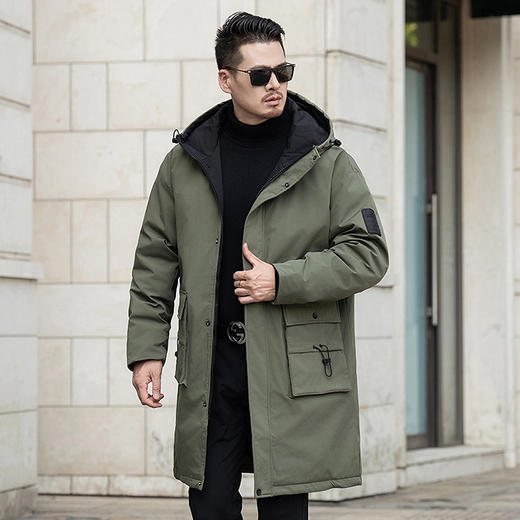 【新款DX】大依优型大码连帽羽绒服90白鸭绒中长款保暖加厚加肥加大上衣男士外套胖子 商品图1