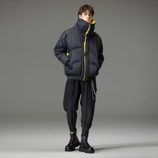 PINLI品立秋冬新品大翻领撞色羽绒服男士宽松休闲短款外套潮B233108055 商品图4