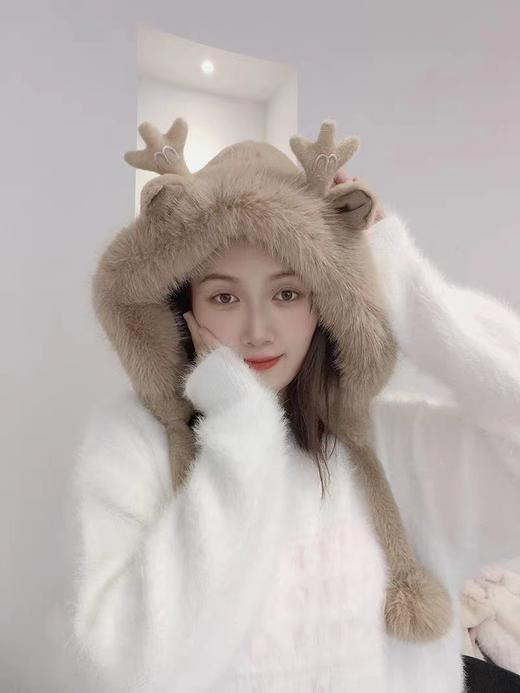 【韩版风格设计，轻松搭配各种服饰！】新款甜美可爱耳朵毛绒针织雷锋帽女冬季韩版保暖防寒加绒护耳帽子lm 商品图7