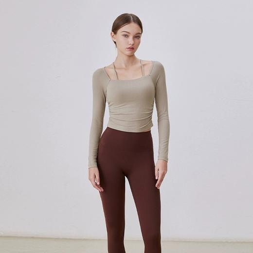 【限时秒】YOGACODE【火树银花系列】纯欲风细肩带瑜伽长袖YCDSL651 （半固定胸垫） 商品图2