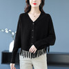 蝙蝠袖流苏针织开衫外套，小个子外搭春秋新款宽松毛衣外套潮CC-10-3332 商品缩略图5